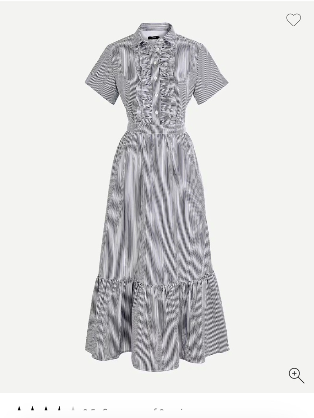 J Crew Ruffle-front midi dress in striped cotton poplin